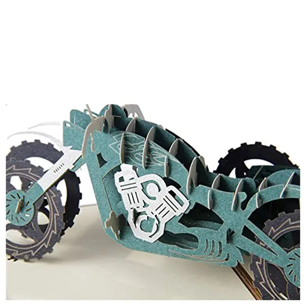 Новые ручной работы 3D всплывающие Мотоцикл шаблон мотоцикл День рождения карты