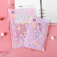 cute pink pvc shake card zipper bag divider planner accessories diary a5a6 spiral notebook file storage bag for filofax dokibook