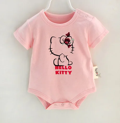 pink kitty Новинка, хлопковый летний Боди для маленьких мальчиков и девочек, с надписью «LOVE MUM DAD», с короткими рукавами, с изображением животных, 1 предмет, унисекс, повседневная одежда для младенцев, подарок на день рождения, 3 мес., 6 мес., 9 мес - Цвет: pink kitty