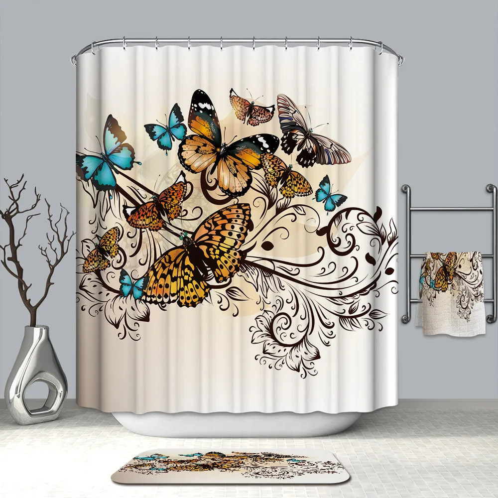 Занавески для душа водонепроницаемые занавески ванной различные узоры и 12