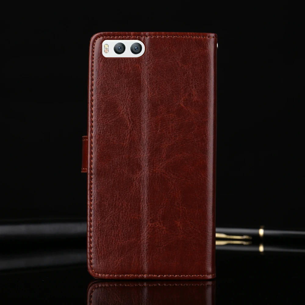 Роскошный кожаный чехол бумажник с откидной крышкой для телефона Xiaomi MI 6