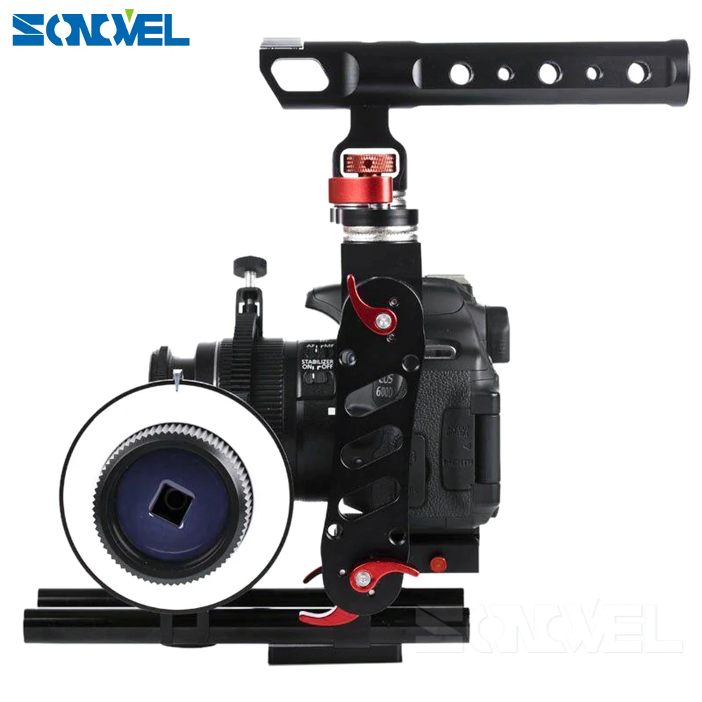 

Sonovel DSLR Video Film Stabilizer 15mm Rod Rig Video Camrea Cage+Top Handle Grip+Follow Focus+Matte Box For Sony Canon Pentax