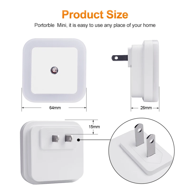 Светодиодный ночник мини управление световым датчиком 110v 220v Eu Us Plug