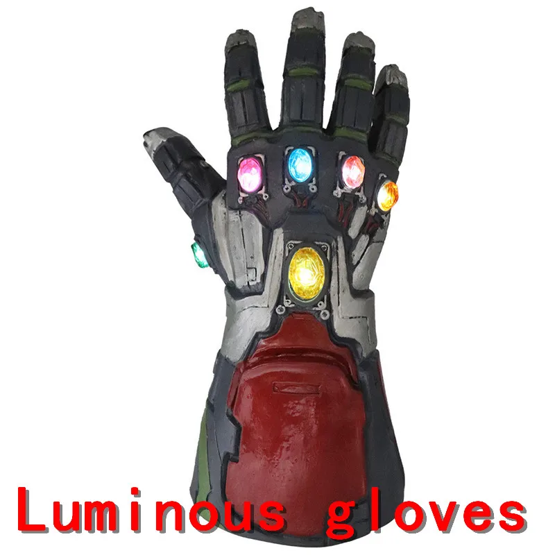 Luminous gloves 4 завершающей Тони Старк для косплея Железного человека перчатки Таноса Бесконечность перчатку маска перчатки из латекса супергерой оружие реквизит - Цвет: Luminous gloves