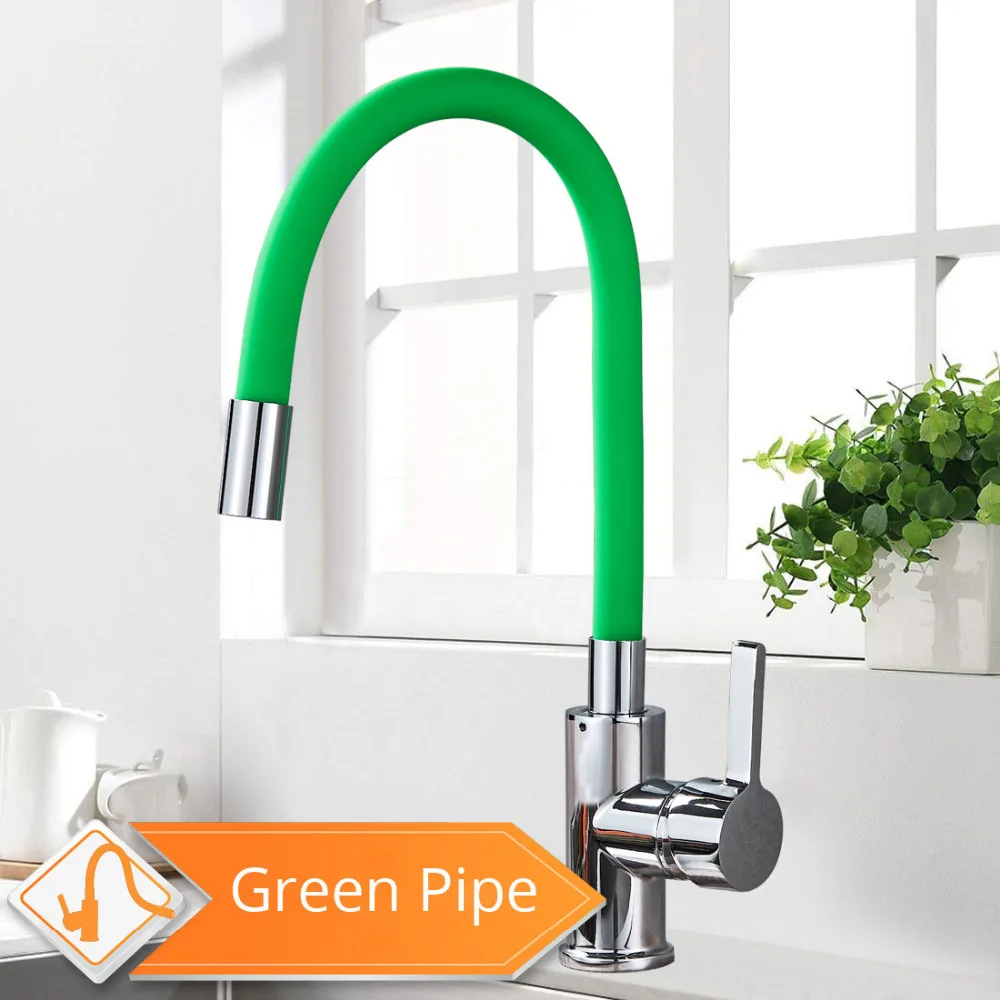 Green Black Pipe Kitchen Faucets Hot And Cold Water Faucets Chrome Basin Sink Tap Mixers Kitchen Faucet Deck Mounted