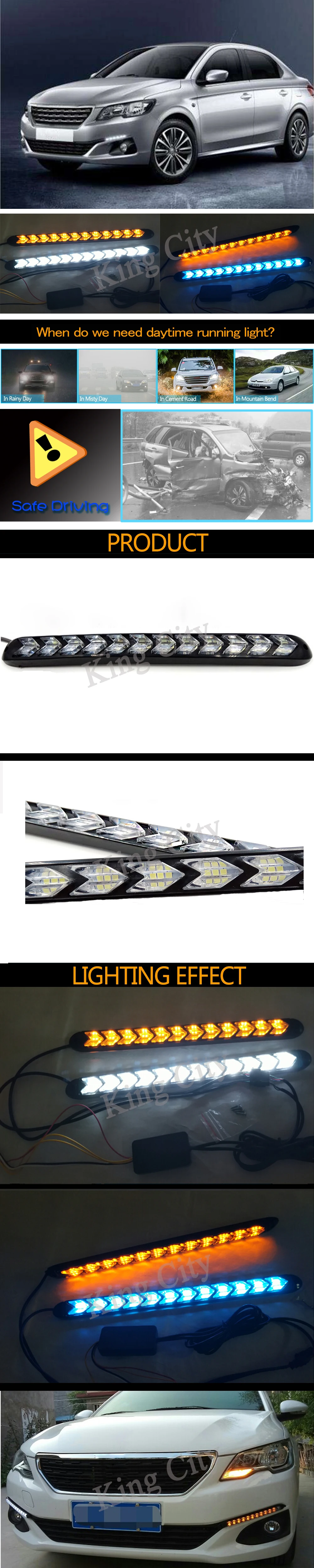 Capqx 1 пара для peugeot 301 2008 2009 2010 светодиодный фары дневного света Поворотная сигнальная лампа DRL Дневной свет ПТФ в передний бампер