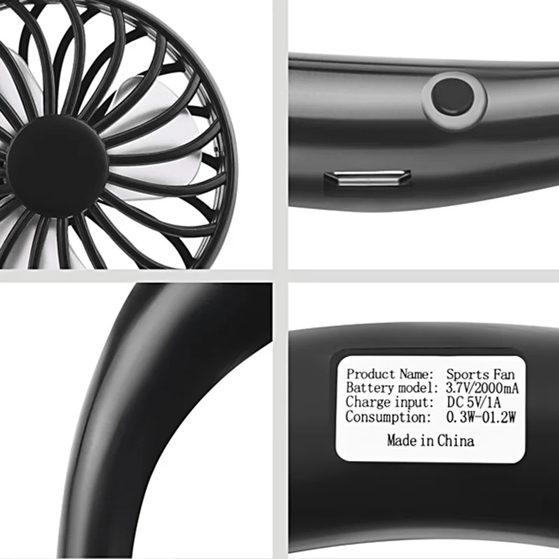 Шейный двойной вентилятор мини USB портативный Handsfree спортивный для улицы