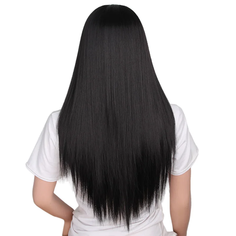 1b Doris beauty Ombre длинный прямой черный бирюзовый зеленый парик для женщин со средней частью Синтетический Косплей Термостойкое волокно - Цвет: 1b