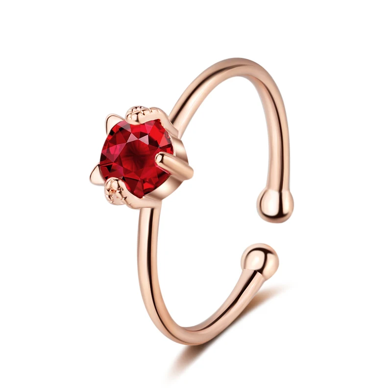 

Charms Zircon Red Round Lady Rose Gold Rings Jewelry Trendy Silver Plated Rings For Women Finger Rings Accessories Female
