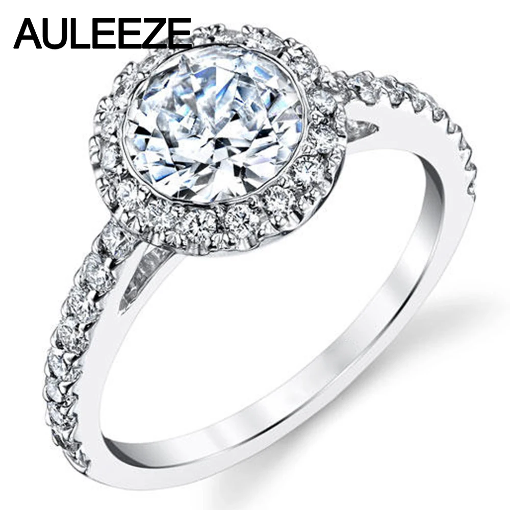 

Безель Setting Halo 1CT Moissanite 14K 585, кольцо из белого золота, обручальные кольца для женщин, ювелирные украшения