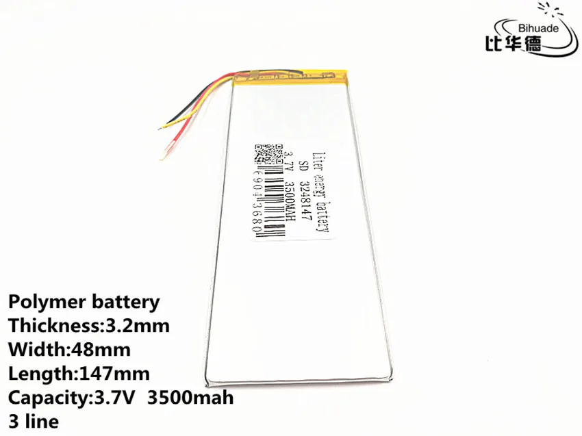Хорошего качества 3 провода Упаковка универсальных батареек для " Irbis TX69 TX77 TX17 3g Tablet внутренняя 3248147 3500 мАч