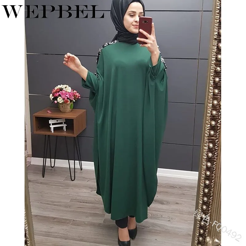 WEPBEL, женское платье с блестками, Абая, Дубай, мусульманское, вечерние, арабское, модное, кимоно, длинное, макси платье