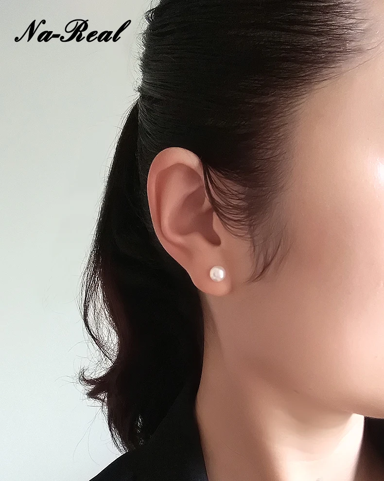 Простой Классический Стерлингового Серебра 925 Природных Пресной Воды Перл Стад