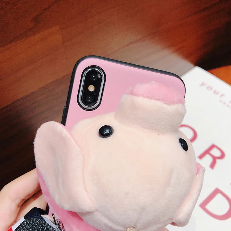 Женский/Женский пушистый розовый чехол с ремешком на запястье для iPhone XR XS X MAX