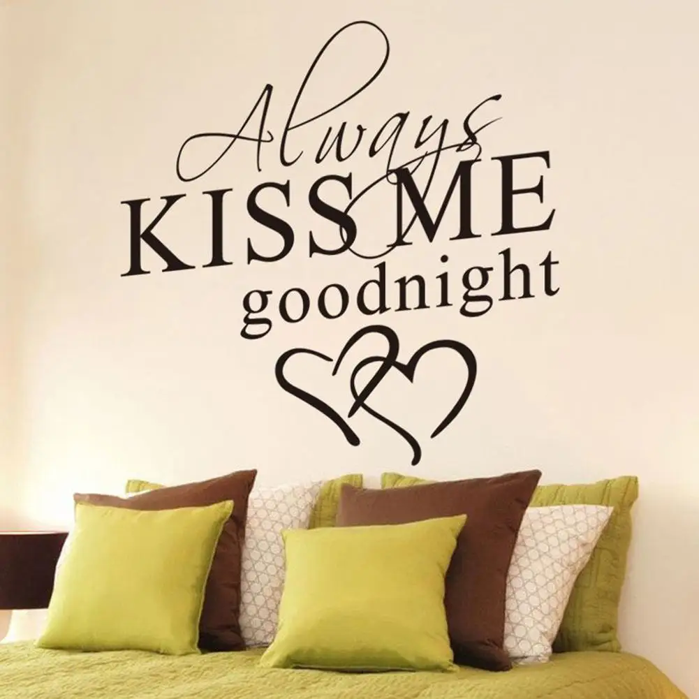 Художественная Наклейка на стену с надписью Always Kiss Me Goodnight Виниловая наклейка для