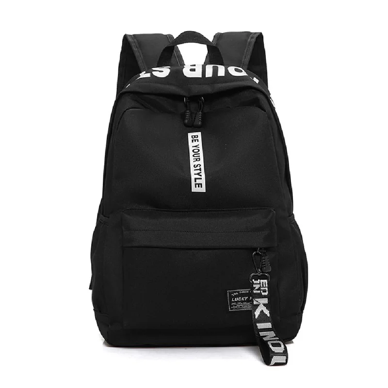 Black Wobag, Женский Повседневный Рюкзак, Повседневный, модный, Нейлоновый, с принтом, школьный рюкзак, сумка для колледжа, для девочек и мальчиков, для ноутбука, дневной, задний - Цвет: Black