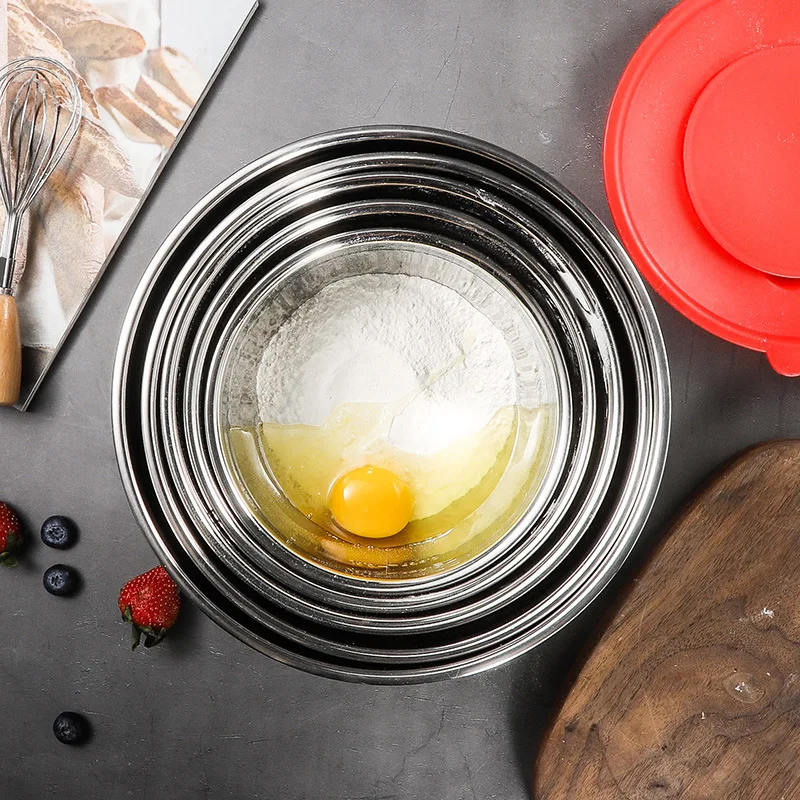 Лучшие 304 нержавеющая сталь с чехлом Нескользящие миски для смешивания теркой