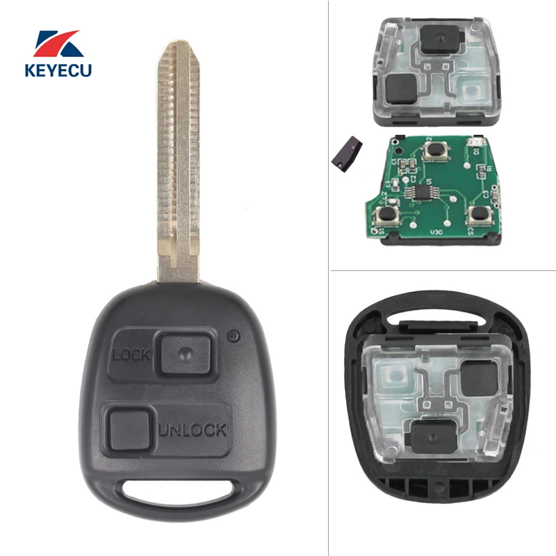 KEYECU Replacement Remote Car Key Fob 2 Button 433MHz 4C for Toyota RAV4 Corolla Yaris P/N:60081 | Автомобили и мотоциклы