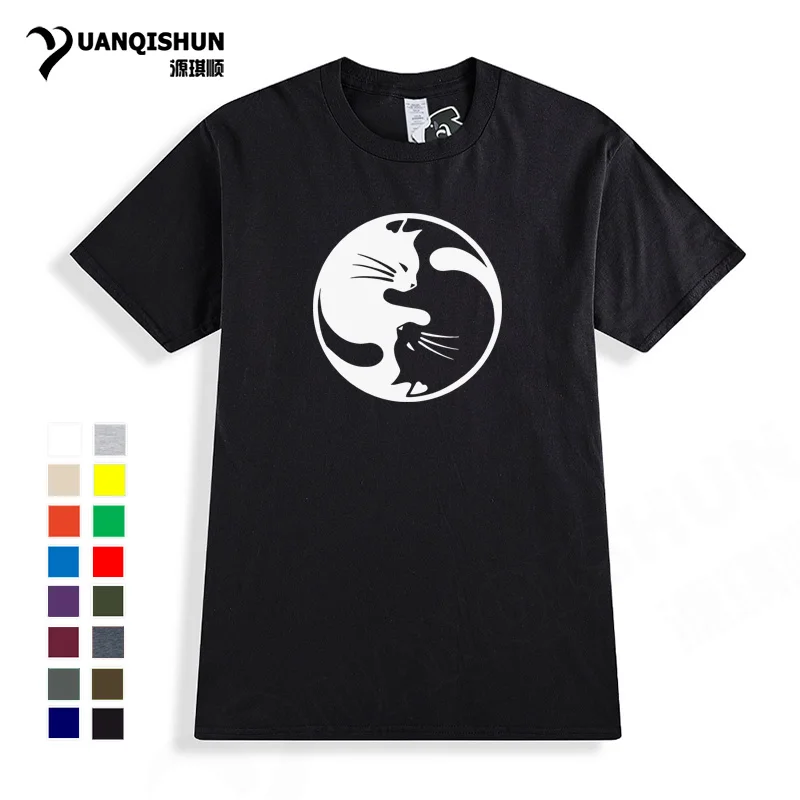Новинка дизайнерская футболка с принтом в виде кошки Инь и Ян стильные футболки