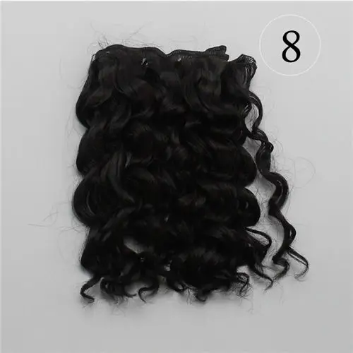 08 Natural Black AAAA Высокое качество 15 см высокая температура термостойкие волосы куклы для 1/3 1/4 1/6 BJD diy парики с волнистыми волосами для куклы - Цвет: 08 Natural Black