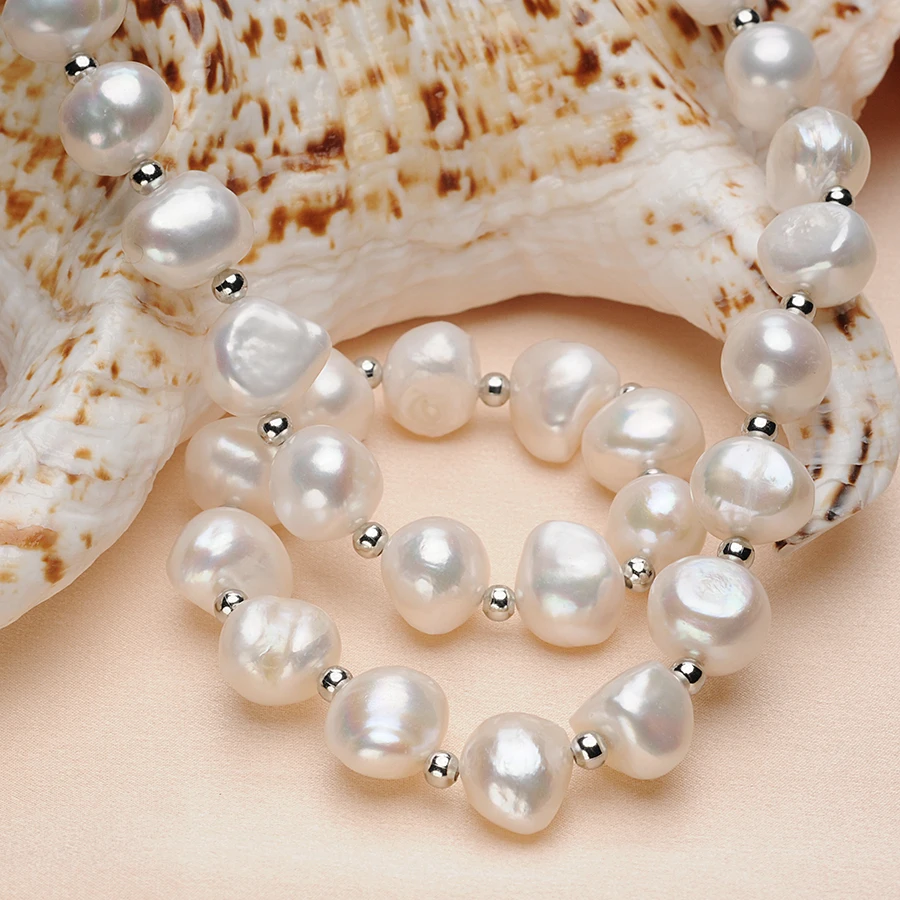 Online Feige, Collares De Boda De Perlas De Agua Dulce Naturales Blancas De 10-11mm De Estilo Barroco, Collar De Perlas Joyas Bisutería