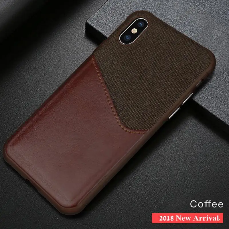 Coffee VRSDES из искусственной кожи жесткий чехол для iPhone 7 8 Plus X 6 6S XS XR чехол карточка из ткани Слот Чехол для samsung Galaxy S9 S8 Plus Note9 8 - Цвет: Coffee