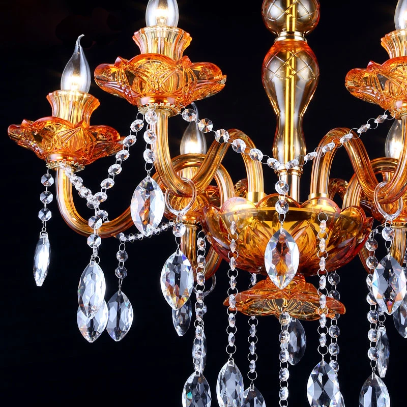 6 свечей Европейский роскошный подвесной светильник из оранжевого стекла