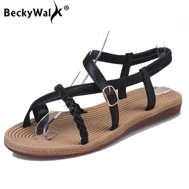Сандалии BeckyWalk WSH2814 женские плоская подошва шлепанцы летние босоножки гладиаторы