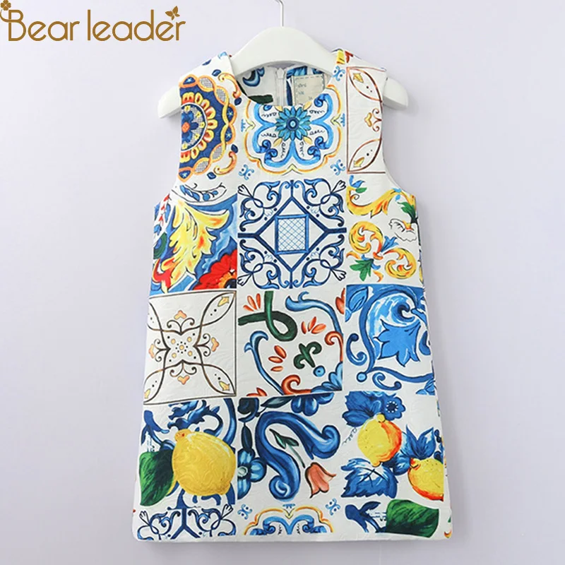 Платье для девочки Bear Leader модное платье принцессы без рукавов с пышными листьями