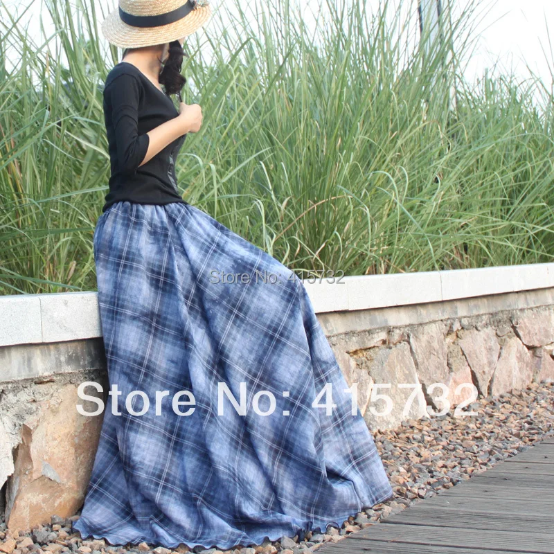 Бесплатная доставка новинка 2017 Весенняя модная длинная хлопковая юбка макси с