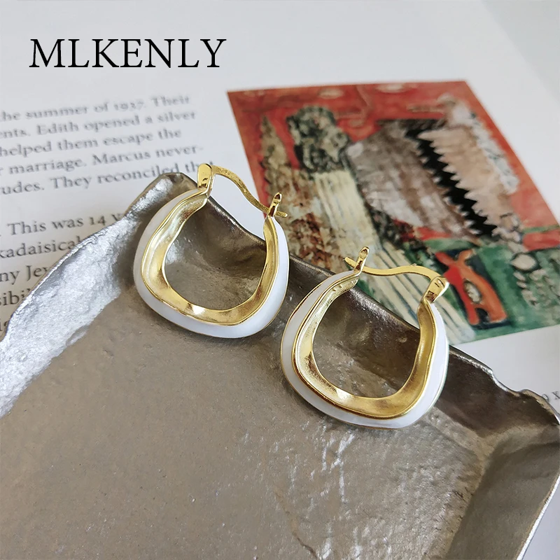 Большие серьги-гвоздики MLKENLY в марокканском стиле из белого кокосового золота