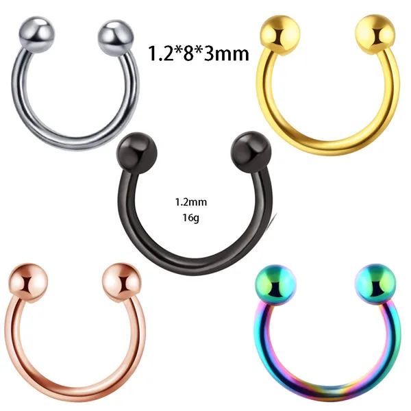 1.2x8x3mm ball JUNLOWPY 1 шт стальная пупка пирсинг для уха шпильки пленное кольцо в нос губы брови ушной хрящ серьги ювелирные изделия для тела - Окраска металла: 1.2x8x3mm ball