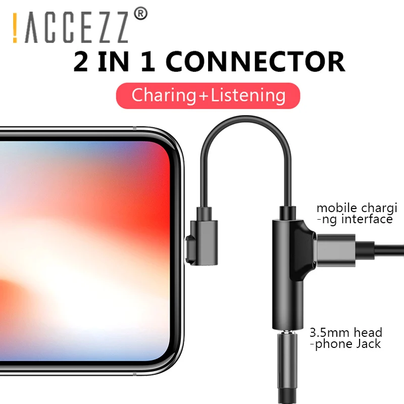 ACCEZZ 2в1 освещение 3,5 мм разъем для наушников для iphone X 8 7 Plus аудио Зарядка адаптер разветвитель Aux кабель адаптеры для iphone