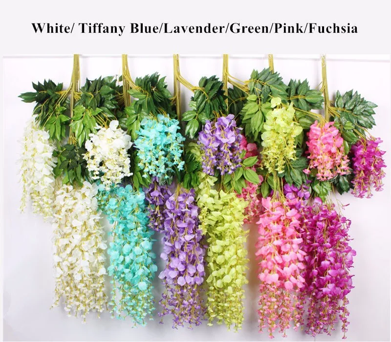 

Upscale Artificial Silk Flower Vine Home Decor Simulation Wisteria Garland Craft Ornament For Wedding Party Decorations