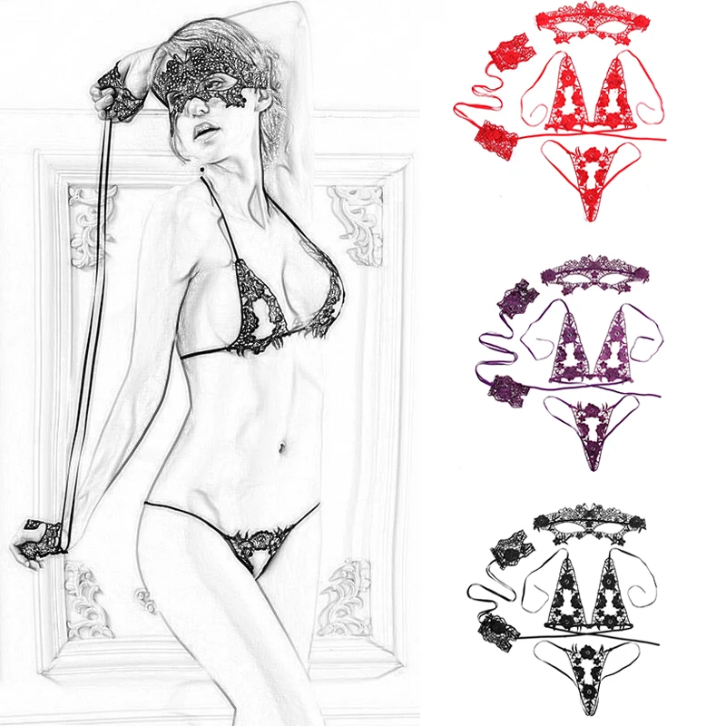 4 шт. сексуальные костюмы комбинация большого размера женское сексуальное нижнее