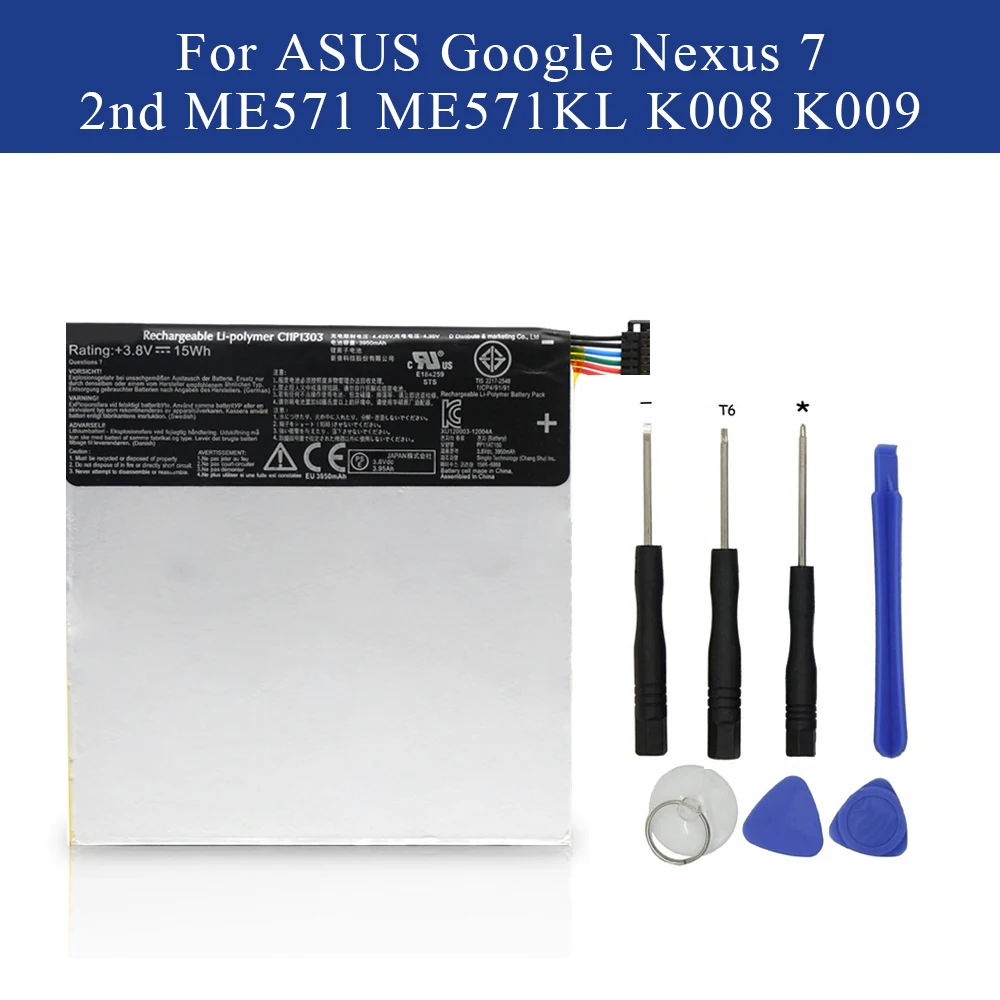 New Spare Battery C11P1303 For ASUS Google Nexus 7 7&quot II 2 2nd Generation ME571 ME571KL ME57K ME57KL K008 K009 3950mAh | Мобильные