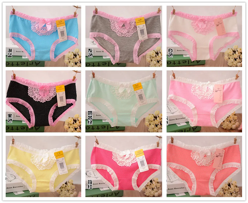 4 Pcs Packed Flowers BOKT Cotton Girl Women Briefs Panties Underpants Lingerie Underwear S/M |