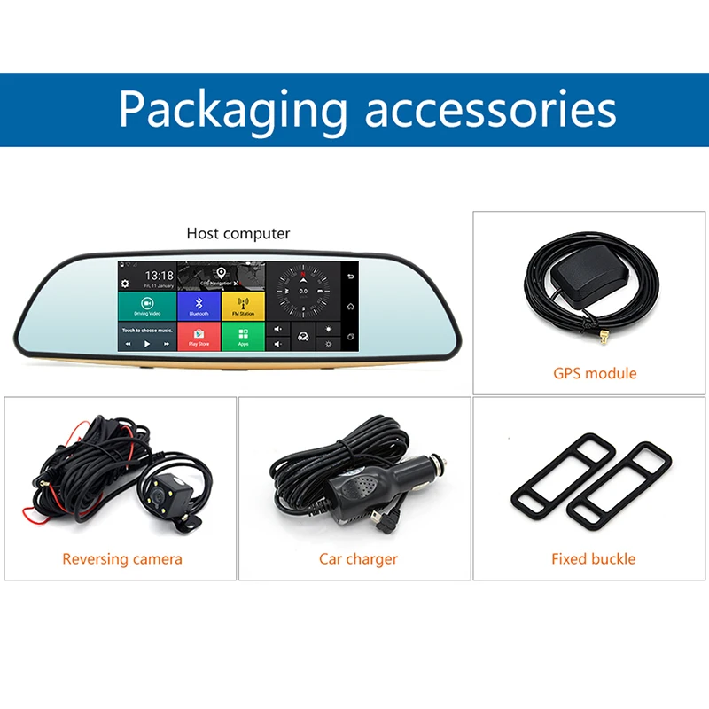 Автомобильный видеорегистратор на Android 3G зеркальный FHD 1080P с GPS Навигатором