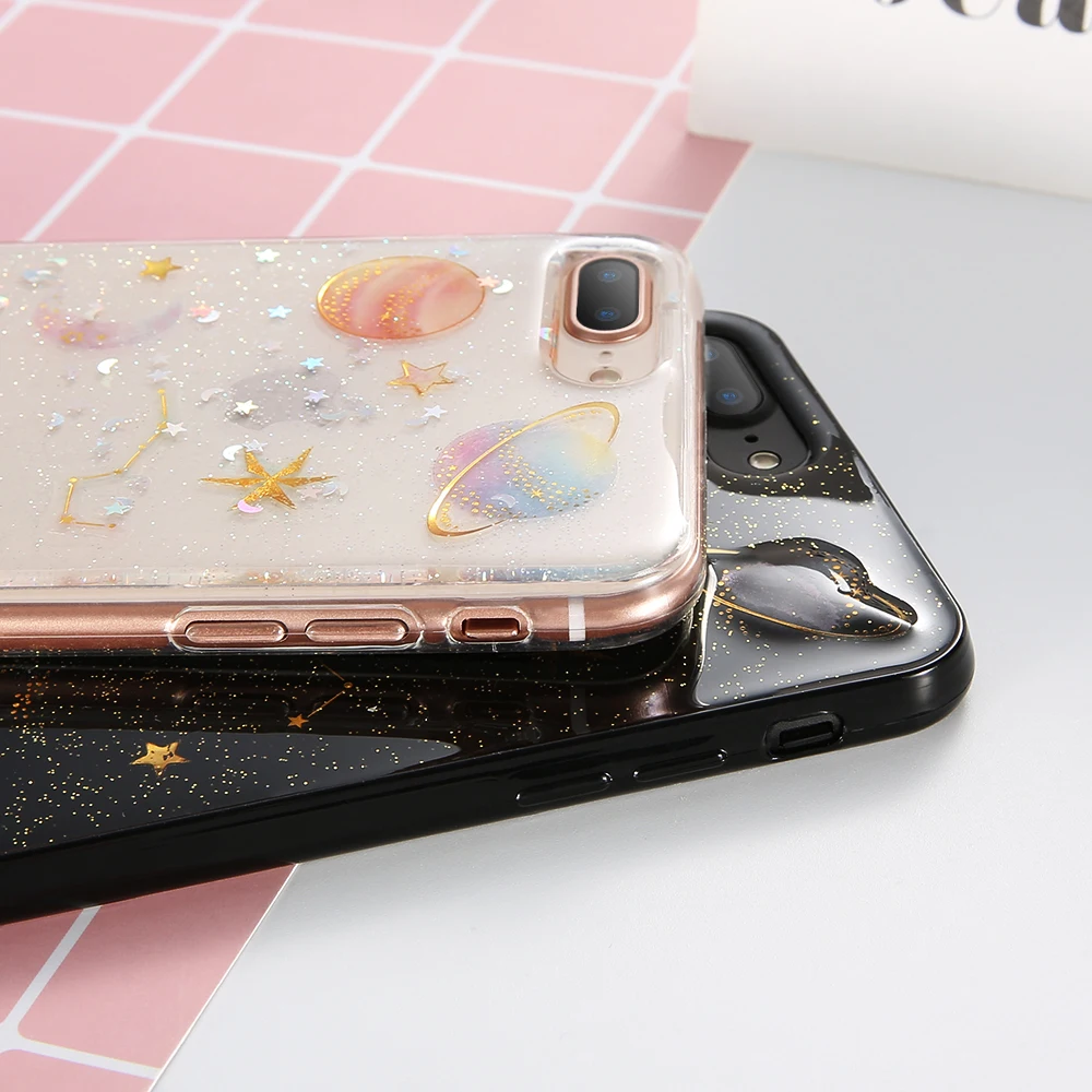 KISSCASE милый чехол с блестящими звездами для iPhone 7 6 6s 8 Plus девчачий Мягкий