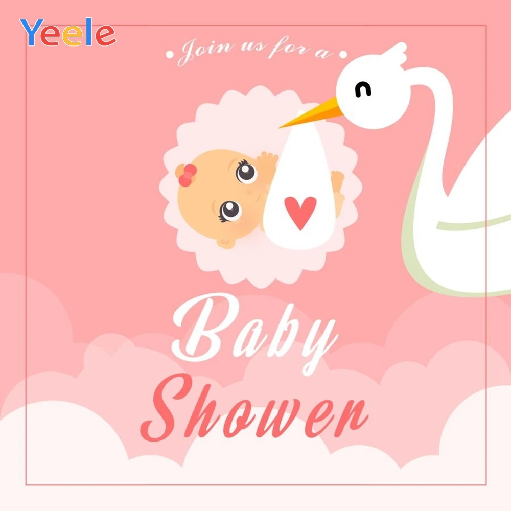 Виниловые вечерние фоны для фотосъемки Yeele Baby Shower розовые с изображением птицы