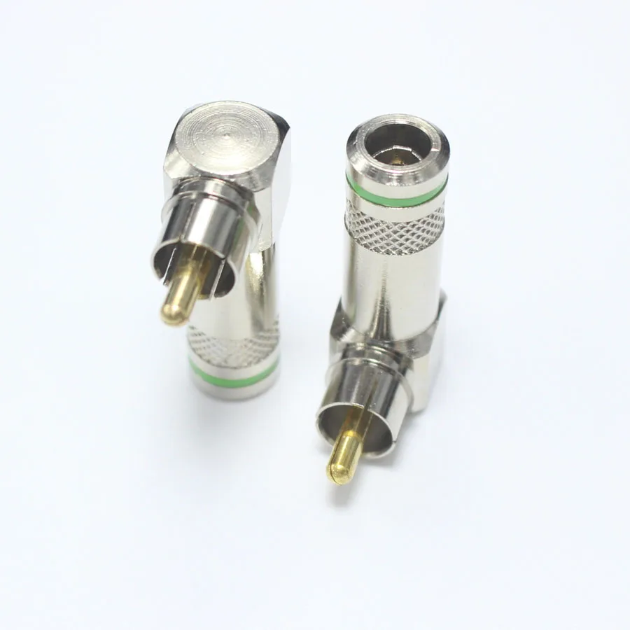 1 шт. зеленый RCA штекер без сварки прямоугольный прямой угол AV аудио разъем