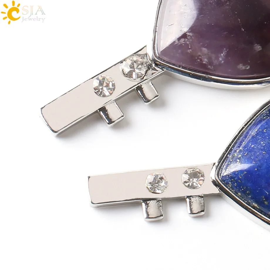 Подвески в форме сердца CSJA фиолетовый розовый кристалл кварца натуральный