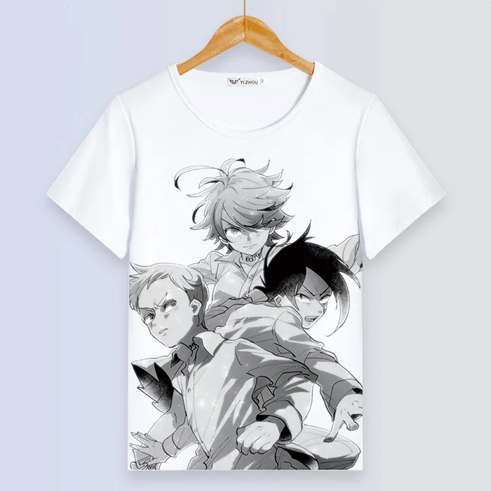 Футболка в стиле аниме «The Promised Neverland» для мужчин и женщин, футболка с коротким рукавом, Harajuku, летние хлопковые топы, уличная одежда для пар