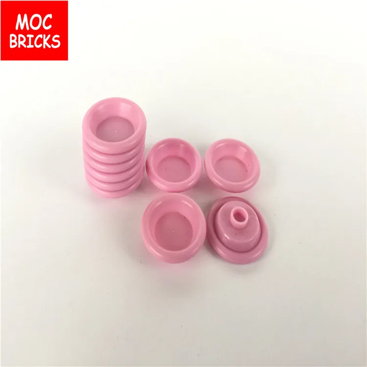 100 шт./лот MOC кирпичи розовые круглые блюда набор 93082f DIY Развивающие строительные