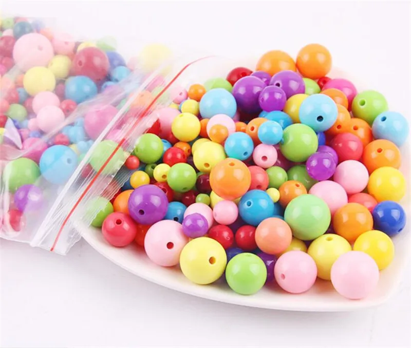Смешанные 300 шт DIY россыпью акриловые бусины(без коробки) Аксессуары для ожерелья и браслетов для девочек развивающие игрушки бисер для детей наборы - Цвет: E