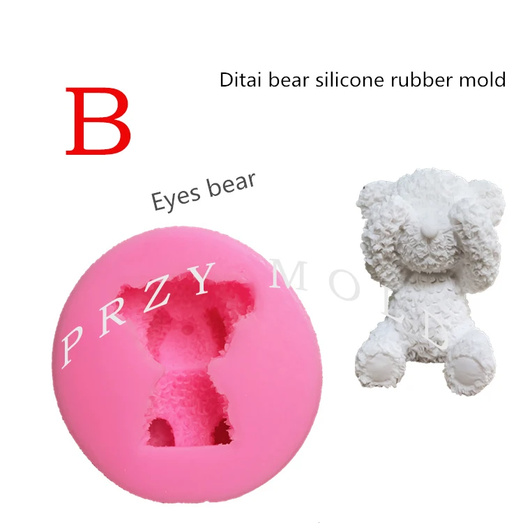 Силиконовые формы твердый ароматический гипс пресс-форм teddy bear формы для глаз и рта мишки форма пресс-форма