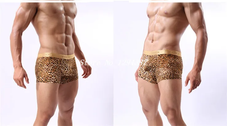 

Wholesale Famous Brand Men Panties Sexy Trunks Underwear Men's Boxers Shorts Leopard grain 4pcs/lot