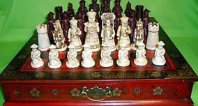 free shipping Chinese Old Collectibles Vintage 32 chess set with wooden Coffee table decoration bronze factory outlets  Дом и