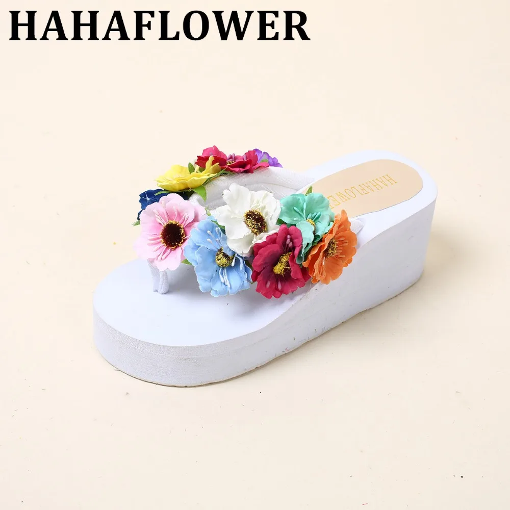 

HAHAFLOWER Women Summer Shoe Women Fashion Daisy Sandy Beach Handmade Beautiful Pastoral Comfortable Wedges free shipping
