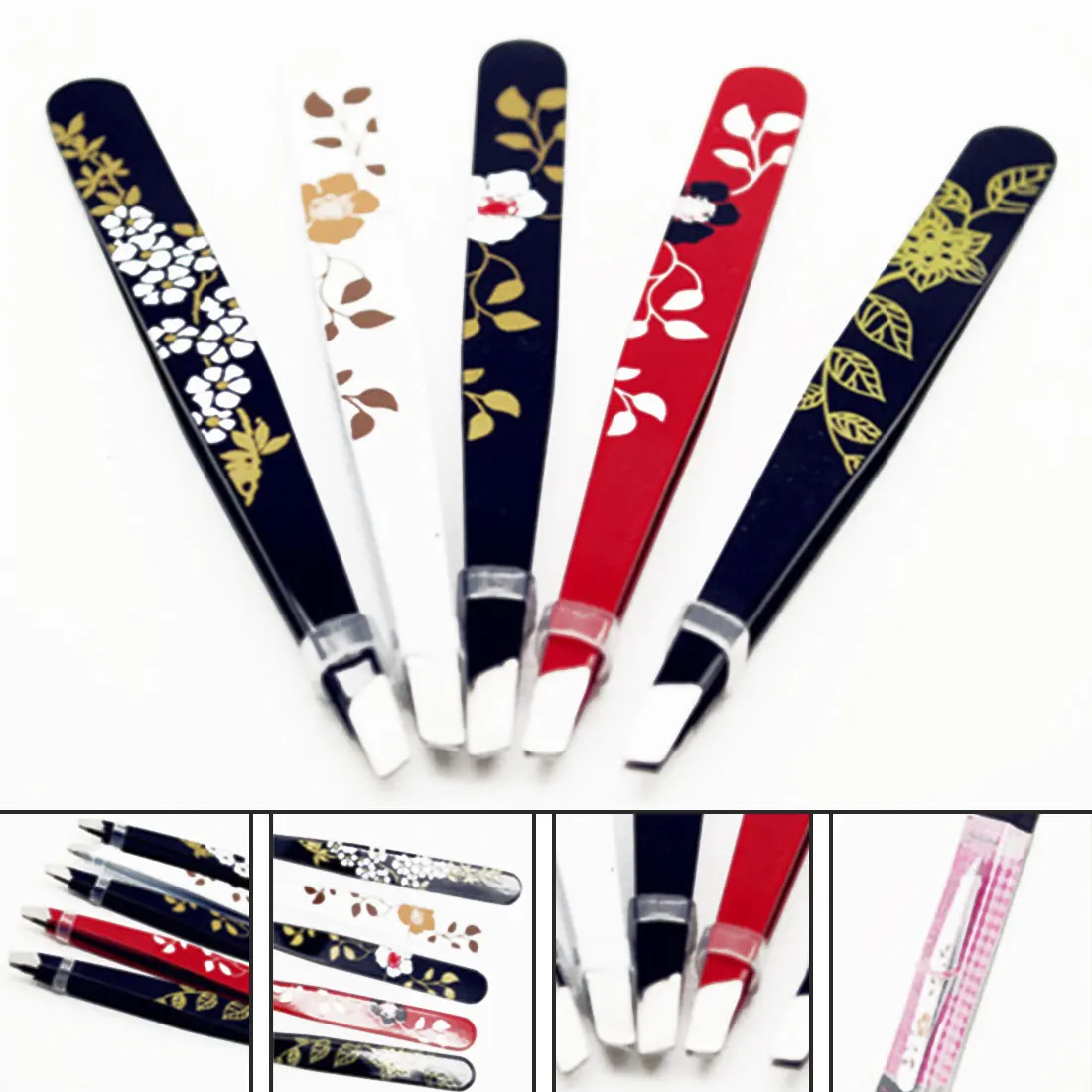 Японский косой пинцет для бровей цветок уплотнение 96 тип угол из нержавеющей